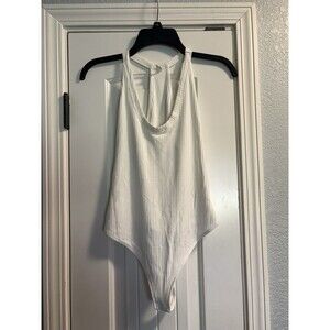 Free People White Ribbed Bodysuit